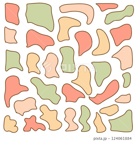 Set of amoeba organic graphic elements of irregular shapes with line. Isolated on white background. Doodle illustration concept. Vector illustration 124061884