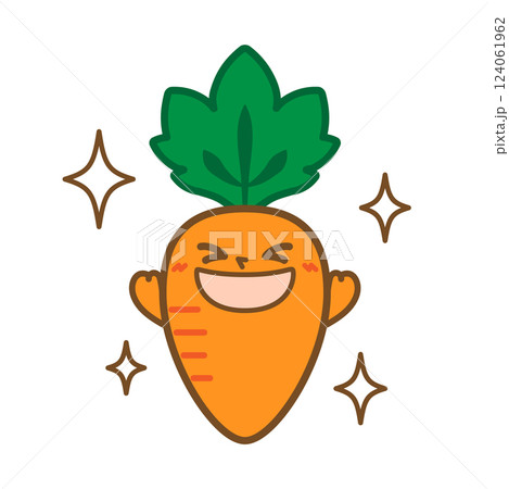 喜ぶにんじんキャラクターのイラスト 124061962
