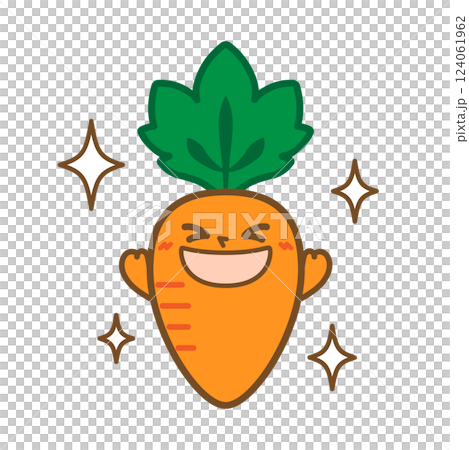喜ぶにんじんキャラクターのイラスト 124061962