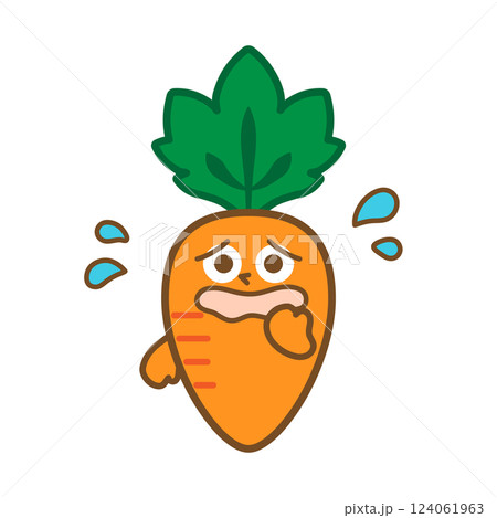 困った表情のにんじんキャラクター 困った表情のにんじんキャラクター 124061963