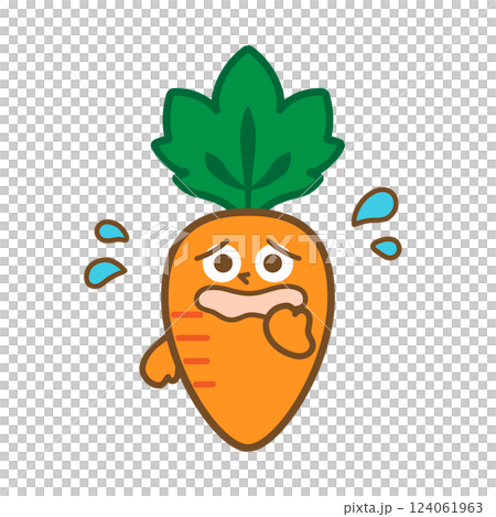 困った表情のにんじんキャラクター 困った表情のにんじんキャラクター 124061963
