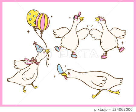 Cute Silly Goose Clipart Set Funny Cartoon Character Meme Hand Drawn Doodle Set Cute Silly Goose Clipart Set Funny Cartoon Character Meme Hand Drawn Doodle Set 124062000