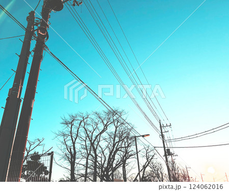 朝日に照らされるクレーン 124062016