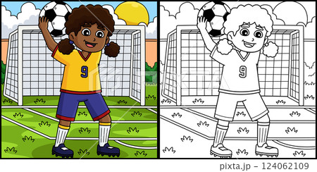 Female Soccer Player Throw In Illustration Female Soccer Player Throw In Illustration 124062109