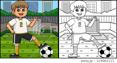Male Soccer Player Coloring Page Illustration Male Soccer Player Coloring Page Illustration 124062111