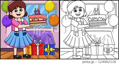Bat Mitzvah Girl Celebrating Birthday Illustration Bat Mitzvah Girl Celebrating Birthday Illustration 124062116