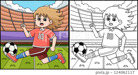Female Soccer Player Intercepting Illustration Female Soccer Player Intercepting Illustration 124062117