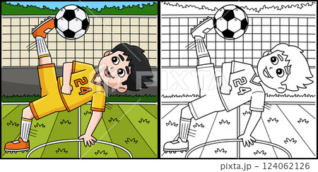Male Soccer Player Bicycle Kick Illustration Male Soccer Player Bicycle Kick Illustration 124062126