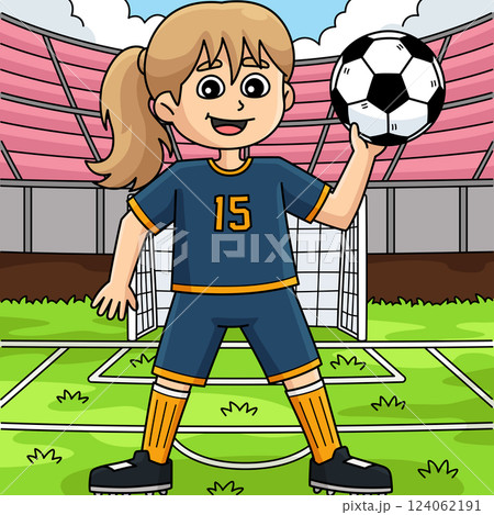 Female Soccer Player Colored Cartoon Illustration Female Soccer Player Colored Cartoon Illustration 124062191