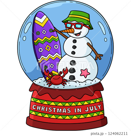 Christmas in July Snow Globe Cartoon Clipart  124062211