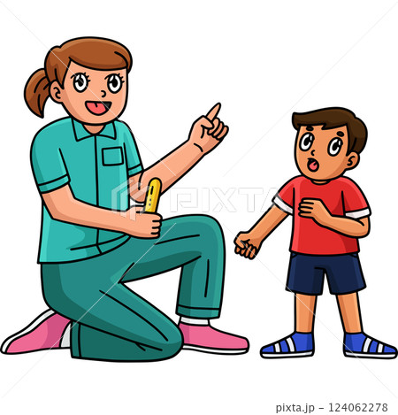 Female Doctor with a Child Cartoon Colored Clipart Female Doctor with a Child Cartoon Colored Clipart 124062278