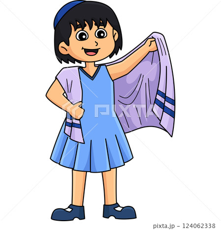 Bat Mitzvah Girl Wearing Taliit Cartoon Clipart Bat Mitzvah Girl Wearing Taliit Cartoon Clipart 124062338