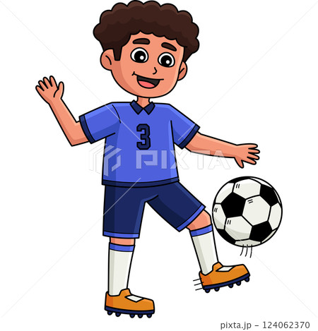 Male Soccer Player Dribbling Ball Cartoon Clipart Male Soccer Player Dribbling Ball Cartoon Clipart 124062370