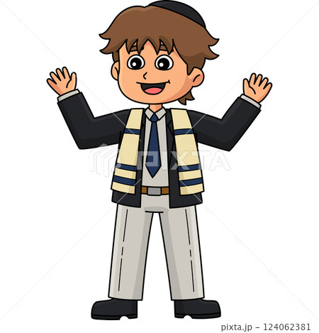 Bar Mitzvah Boy Giving a Speech Cartoon Clipart  124062381