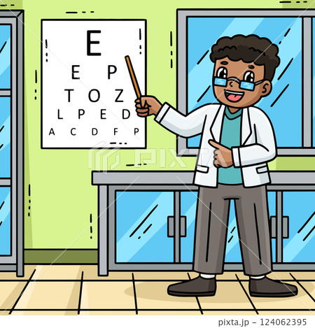 Ophthalmologist Doctor Eye Test Chart Colored  124062395