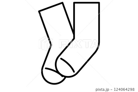 衣料品、靴下のシンプルな白黒の線画アイコン 124064298