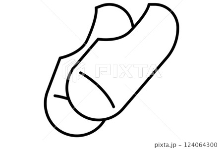 衣料品、フットカバーのシンプルな白黒の線画アイコン 124064300