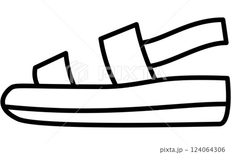 衣料品、ベルトサンダルのシンプルな白黒の線画アイコン 124064306