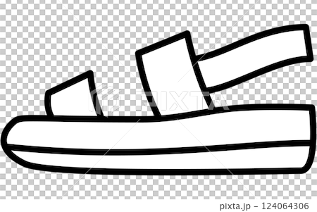 衣料品、ベルトサンダルのシンプルな白黒の線画アイコン 124064306