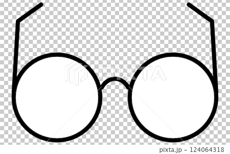 Simple black and white line icon of clothing, round glasses 124064318