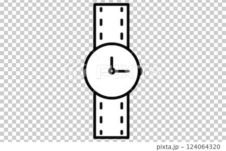 Clothing, simple black and white line icon of women's analog wristwatch 124064320