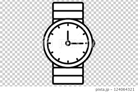 Clothing, simple black and white line icon of men's analog wristwatch Clothing, simple black and white line icon of men's analog wristwatch 124064321