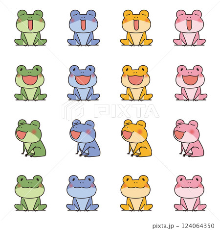 歌うかわいいカラフルな蛙セット 124064350