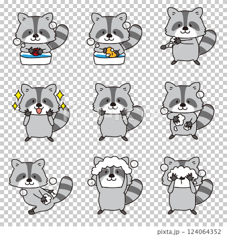 体を洗うかわいいアライグマセット 124064352