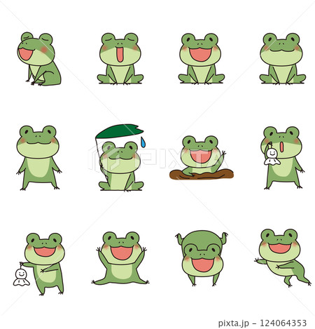 6月のかわいい蛙セットのイラスト素材 [124064353] - PIXTA