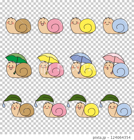 Cute snail set with umbrella Cute snail set with umbrella 124064354