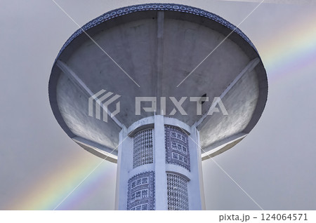 Water Tower at Patratu, Low Angle Architectural View, Patratu, Jharkhand, India 124064571