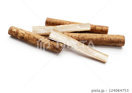 Burdock Root (Gobo) on white background. 124064753
