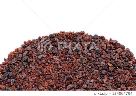 Black himalayan salt on white background. Black himalayan salt on white background. 124064794