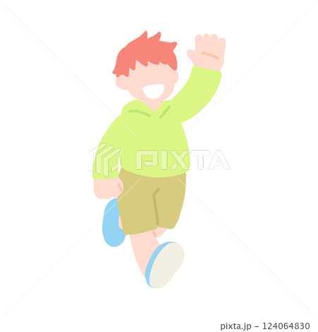 楽しそうに走るこども(男の子)のフラットなイラスト 楽しそうに走るこども(男の子)のフラットなイラスト 124064830