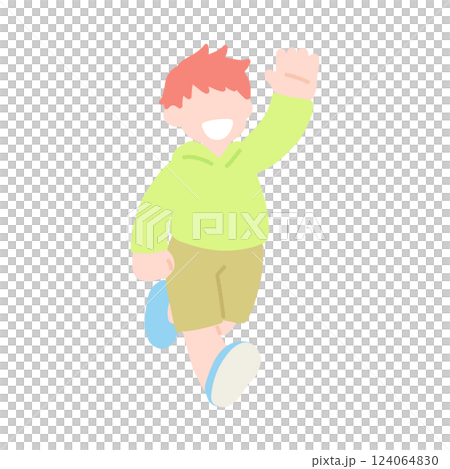 楽しそうに走るこども(男の子)のフラットなイラスト 楽しそうに走るこども(男の子)のフラットなイラスト 124064830