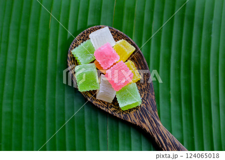 Colorful crispy jelly. Thai sweet dessert Colorful crispy jelly. Thai sweet dessert 124065018