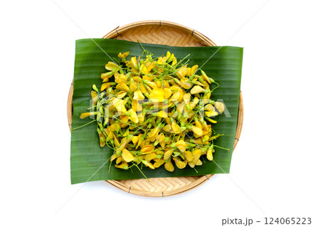 Sesbania flower on white background. Sesbania flower on white background. 124065223