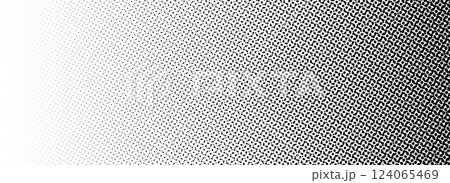 Black halftone gradient background. Fading overlapping dotted half tone texture. Vanishing slanted polka dot backdrop. Raster pixel gradation pattern cover. Vector comic pop art overlay wallpaper 124065469