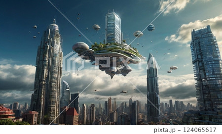 自由に空を行き交う人々と迷子になったロボットが織りなす幻想的でユーモラスな瞬間 124065617
