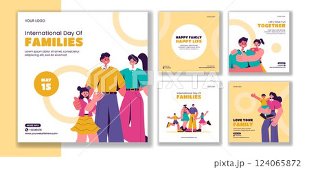 Flat Cartoon Hand Drawn Template for International Day of Families Social Media Post 124065872