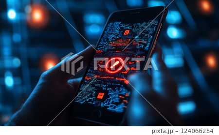 コンピュータウイルスと警告画面のイメージ コンピュータウイルスと警告画面のイメージ 124066284