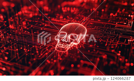 コンピュータウイルスと警告画面のイメージ 124066287