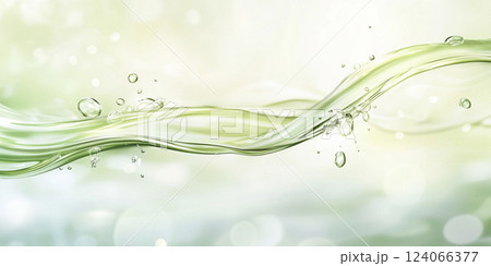 透明な黄緑色の水　AI画像 124066377