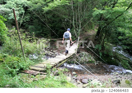 大滝林道から三階滝沢歩道に入って上流を目指す釣り人 124066483