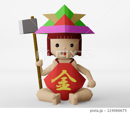 兜をかぶり、斧を持つ可愛い金太郎イラスト 兜をかぶり、斧を持つ可愛い金太郎イラスト 124066675