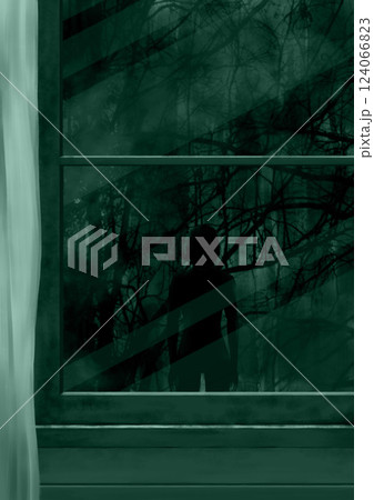 窓の外に立つ亡霊緑 124066823