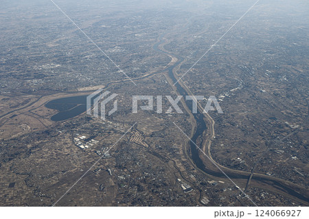 空から見る風景　渡良瀬遊水地 124066927