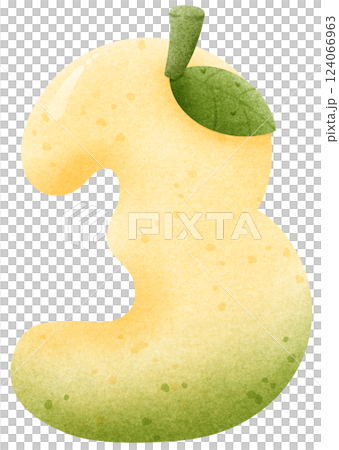 Watercolor cartoon of mango number 3 with leaves, Number hand drawn for kids Watercolor cartoon of mango number 3 with leaves, Number hand drawn for kids 124066963