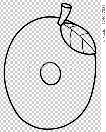 Outline doodle cartoon number 0, mango number for kids, worksheet  124067085