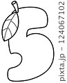 Outline doodle cartoon number 5, mango number for kids, worksheet  124067102